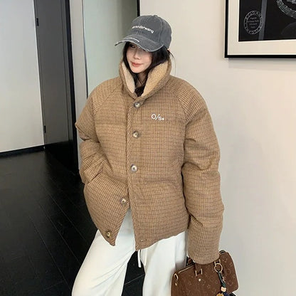 【アウター】チェック柄 厚手 春 秋 冬  綿入れコート 【FCシリーズ】