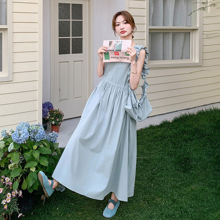 【ワンピース】甘めで若見え ノースリーブベストワンピース レディース 夏 フレンチ風 気品あるロングドレス【JZシリーズ】