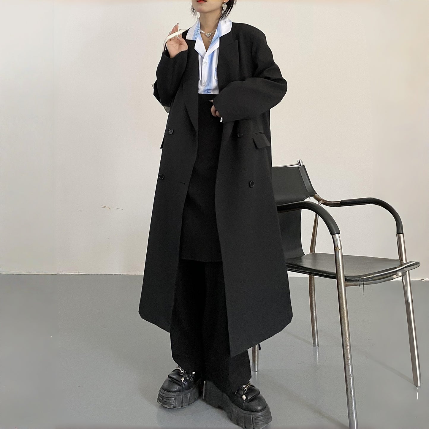 【アウター】新作 レトロ 合わせやすい 膝下丈 スーツジャケット コート【FCシリーズ】