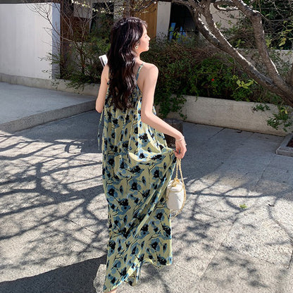 【ワンピース】ビーチリゾート風 夏 高級感 独特なエレガンス ノースリーブワンピース【SHシリーズ】