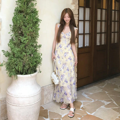 【ワンピース】リゾート花柄ワンピース レディース キャミソール 細見え ウエストマーク フェミニン バカンススタイル【SHシリーズ】