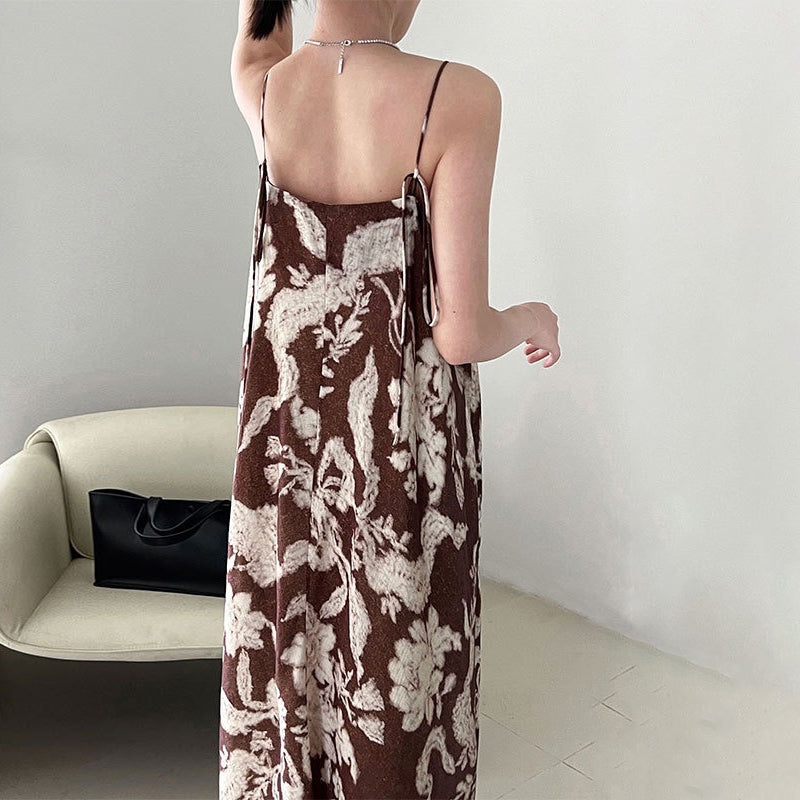 【ワンピース】夏新作 Vネック リゾート風 セクシー フローラルプリント ノースリーブワンピース【SNシリーズ】【SHシリーズ】