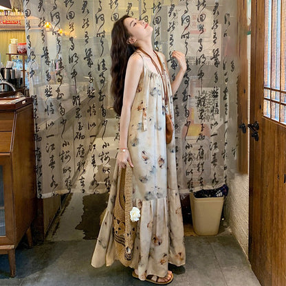 【ワンピース】フレンチエレガンス 夏新作 柔らかい印象 花柄ノースリーブワンピース リゾート気分【SHシリーズ】