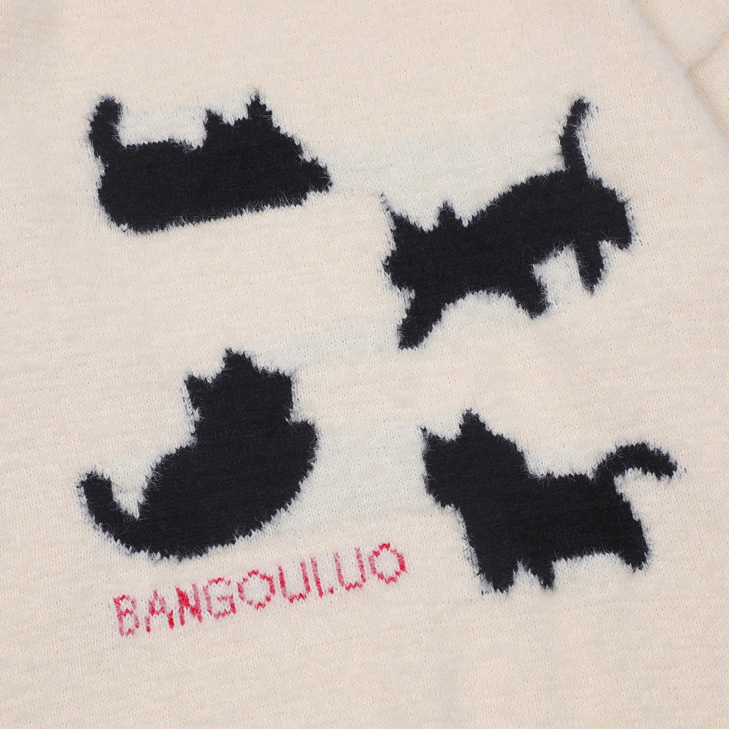 【トップス】💕ペア着用OK 🐾猫シルエット プルオーバーニット 秋冬 ユニセックス 【FCシリーズ】