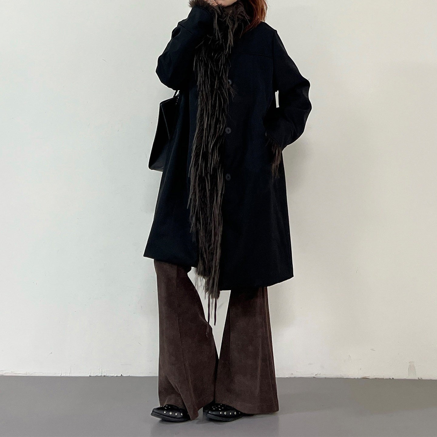 【アウター】新作 デザイン感 細見え ミディアム丈 綿入れコート  フリンジ パーカー中綿ジャケット【FCシリーズ】【15～20日内発送】