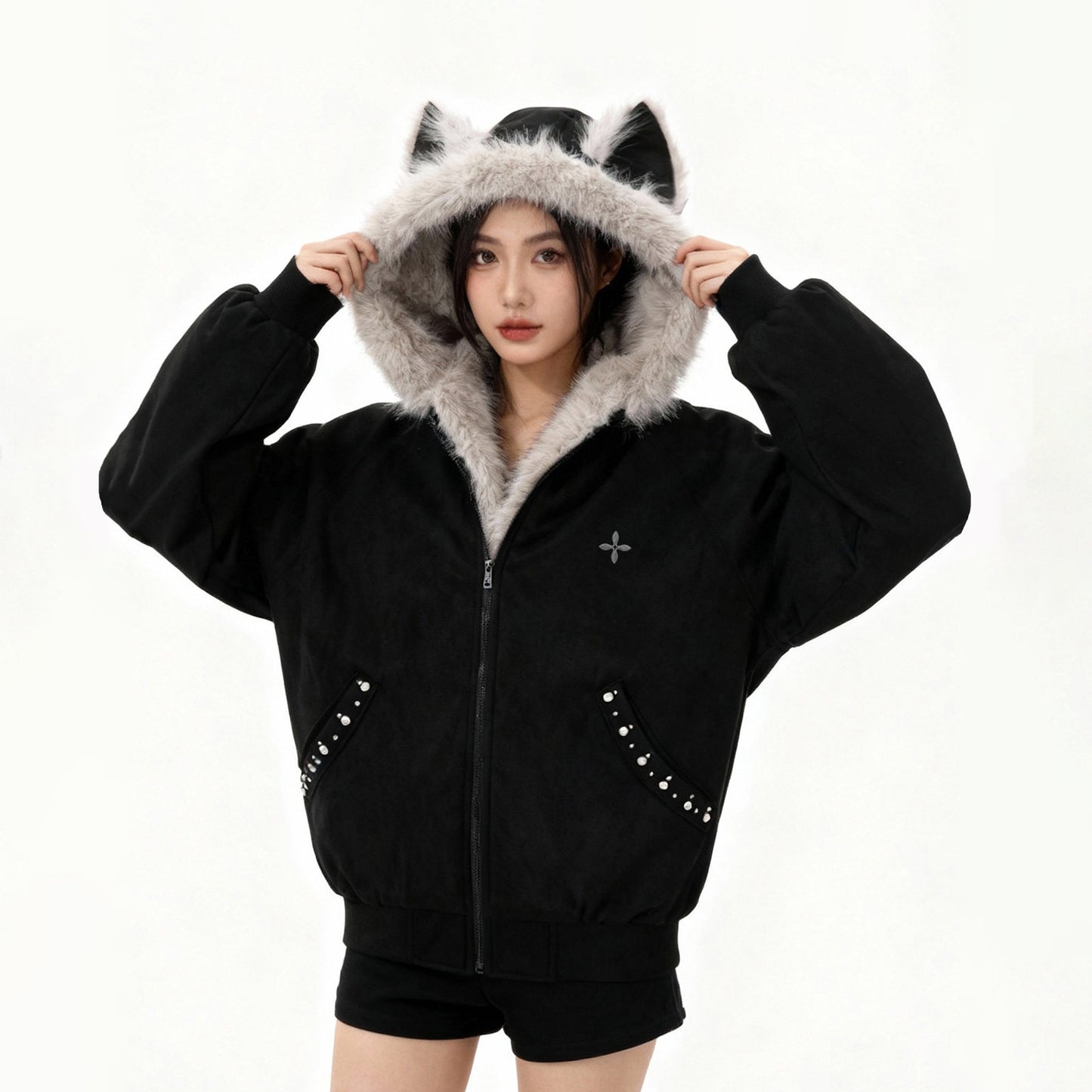 【アウター】デビルモチーフ アメリカンスタイル 裏起毛 綿入れコート ユニセックス 秋冬【FCシリーズ】【15～20日内発送】