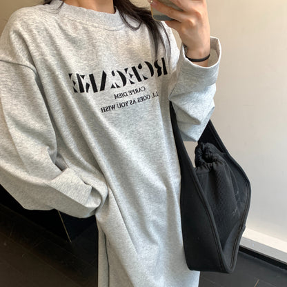 【ワンピース】フロッキーロゴスウェットワンピ レディース クルーネック ロング丈 リラックス 秋コーデ【FCシリーズ】