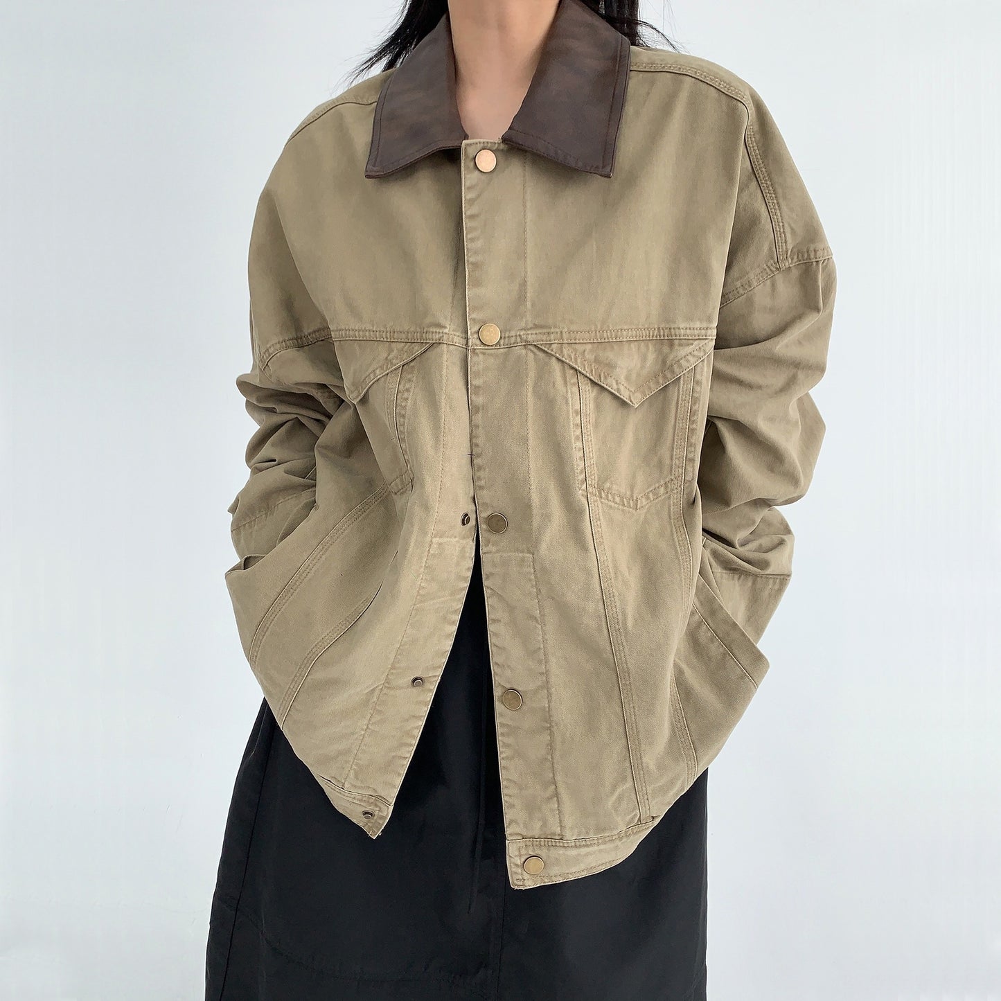 【アウター】春 秋 バーン風 ユーズド加工 リラックスフィット ジャケット 【FCシリーズ】