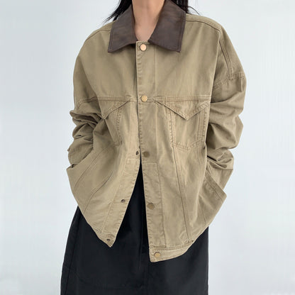 【アウター】春 秋 バーン風 ユーズド加工 リラックスフィット ジャケット 【FCシリーズ】