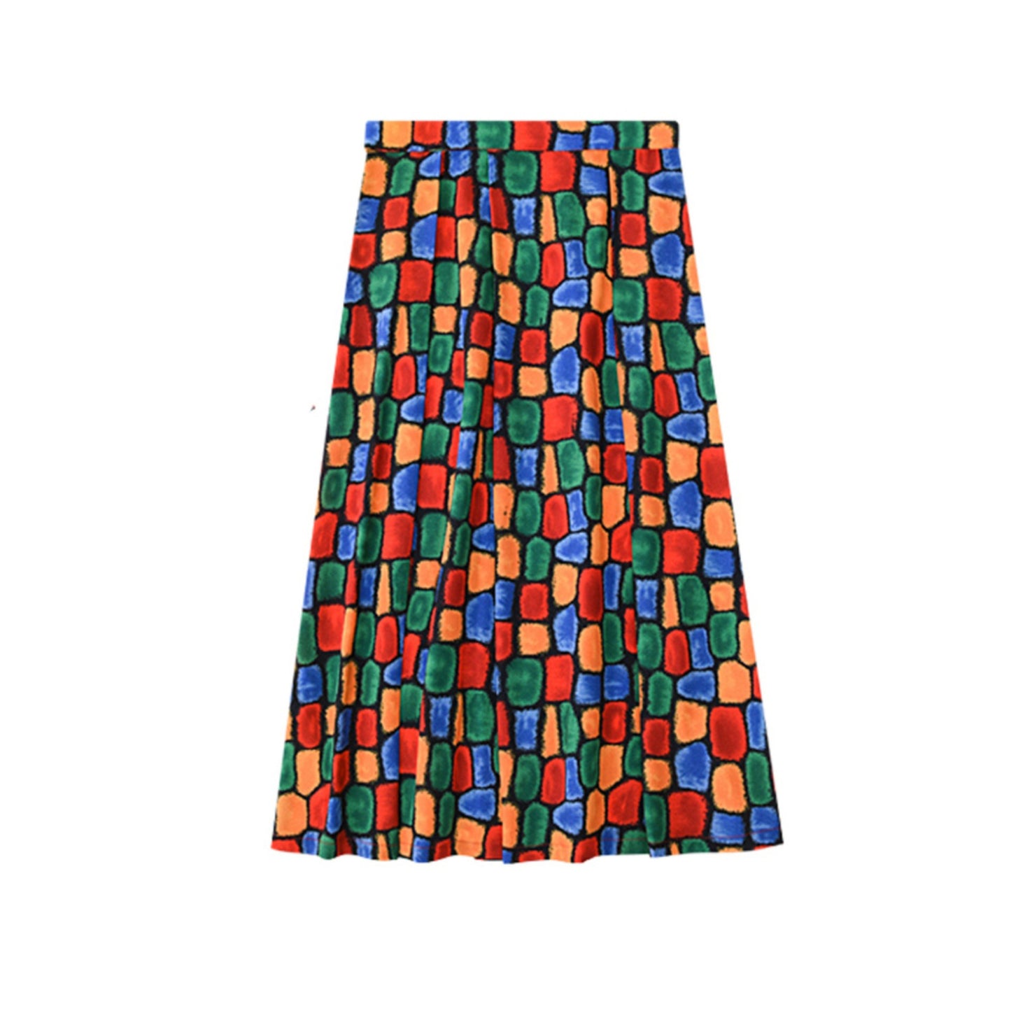 【ボトムス】レトロ シフォン ミモレ丈 スカート 韓国風 着回し シンプル ハイウエスト 体型カバー【SHシリーズ】