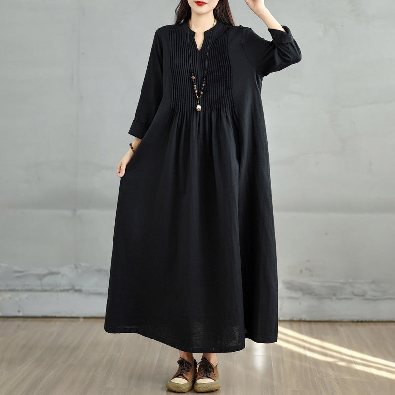 60%OFF⭐️期間限定【ワンピース】新作 文芸復古 ゆったり 長袖 ダブルレイヤー ガーゼ フレア ミディ丈 ロングワンピース【AHシリーズ】