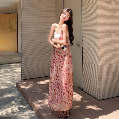 【ワンピース】フレンチロマンティック 配色が映える多幸感 花柄ノースリーブキャミワンピース【SHシリーズ】