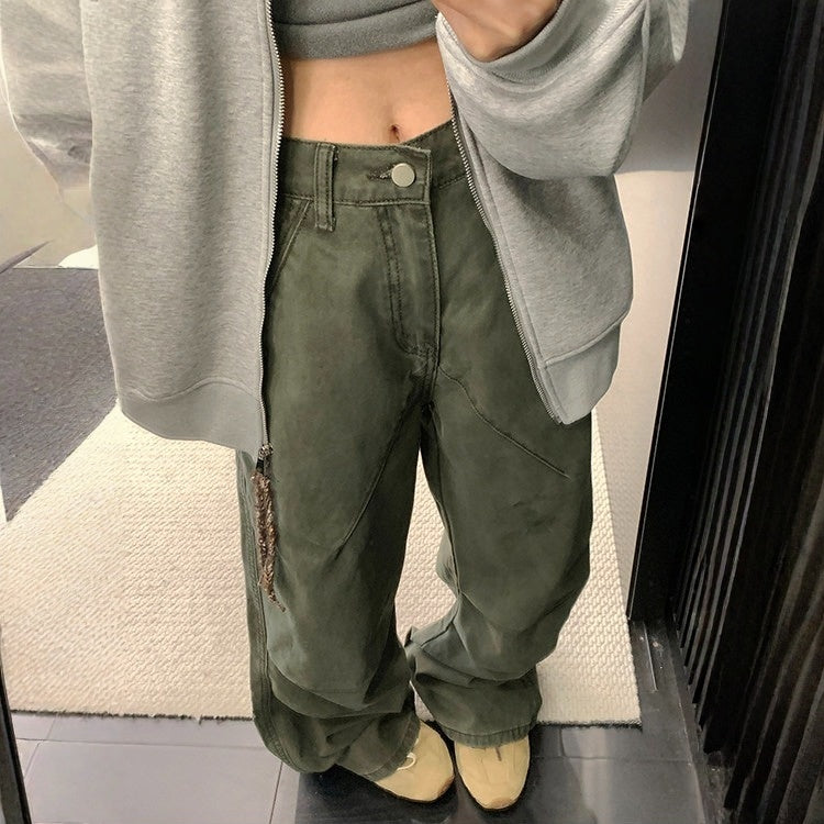 【ボトムス】ダメージ ストレート ヴィンテージ加工 デニムパンツ 【FCシリーズ】