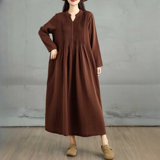 【ワンピース】春 秋 冬 二重ガーゼ レトロ風 フレア 長袖 ワンピース 【SHシリーズ】