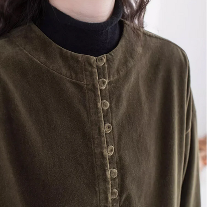 【ワンピース】コーデュロイ クルーネック ゆったり 長袖 ワンピース 【JZシリーズ】