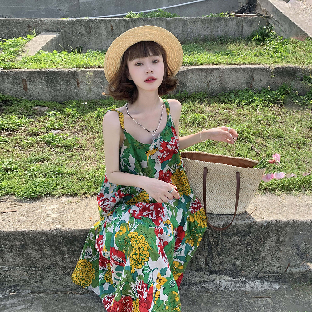 ワンピース】 ヴィンテージ風 ゆったり カジュアル 夏 スリム効果