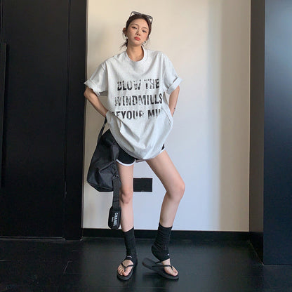【トップス】Tシャツ レディース ロゴプリント 半袖 リラックスシルエット オーバーサイズ 夏新作【FCシリーズ】