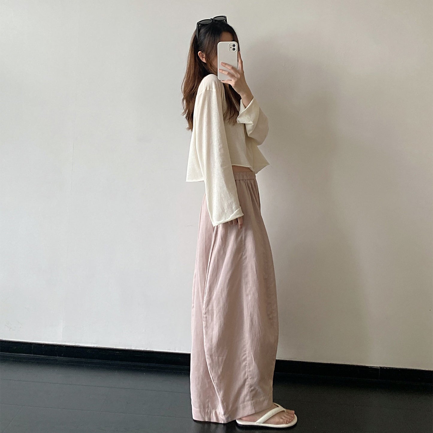 【トップス】ロールエッジショートＴシャツ レディース クルーネック リラックス 長袖トップス【FCシリーズ】