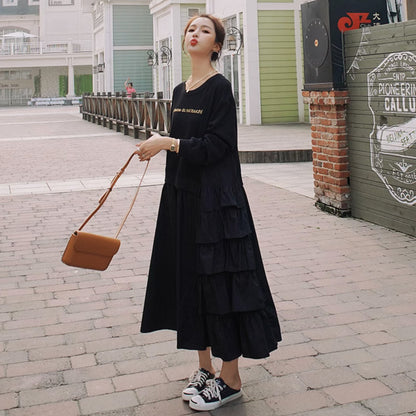 【ワンピース】個性派 かわいい ピンクスウェットワンピース レディース 春秋 ドーパミン風 ゆったり 長袖ワンピース【JZシリーズ】