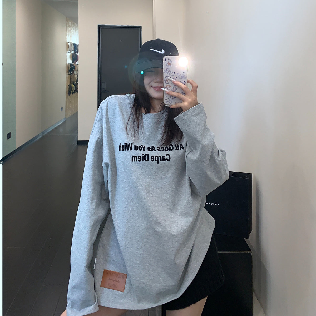 【トップス】フロッキープリント アルファベット コットン100％ 長袖 Ｔシャツ  【FCシリーズ】