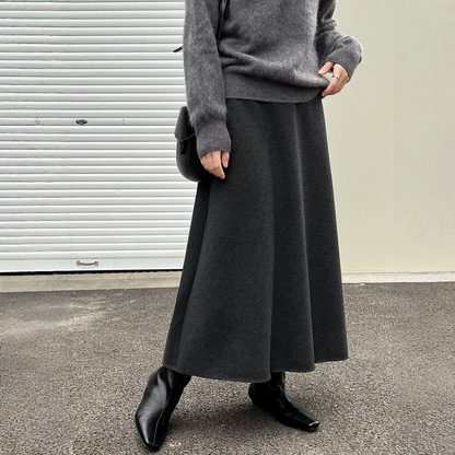 【ボトムス】落ち感 細見え ウール裏起毛  Aラインロング スカート 【JZシリーズ】