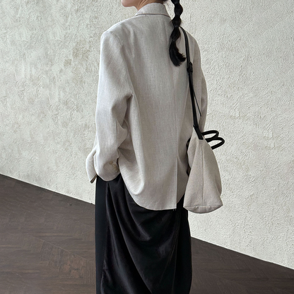 【アウター】フレンチ風 ポケット付きスーツジャケット レディース 秋新作 オーバーサイズ カジュアルアウター【SNシリーズ】