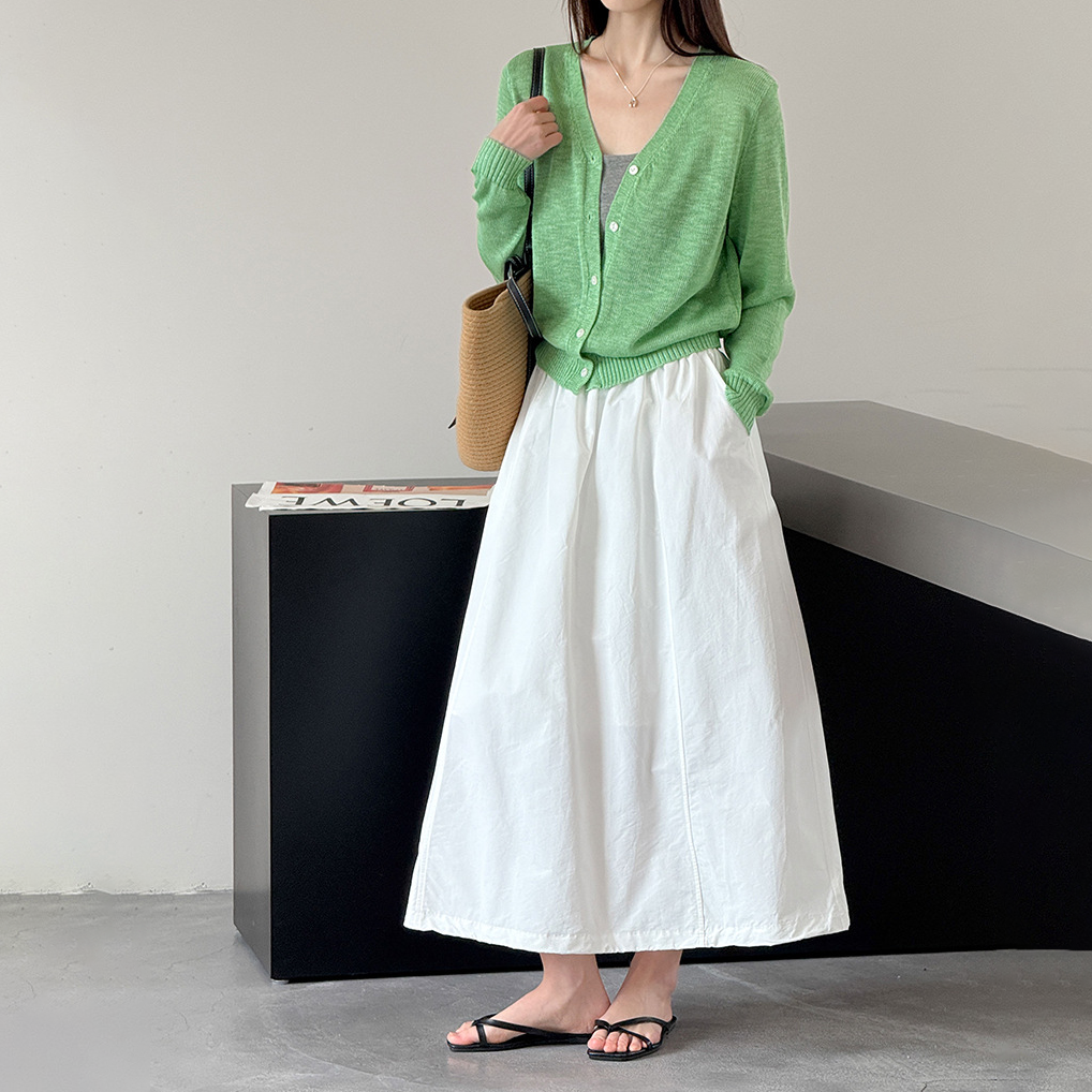 【トップス】Vネック ニットカーディガン レディース 春新作 薄手 長袖 ショート丈 無地 ゆったり 冷房対策【JZシリーズ】