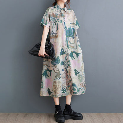 期間限定⭐60%OFF【ワンピース】レディース 大きいサイズ ワンピース プリント 2026夏 半袖 膝下 チュニック ゆったり 快適 痩せ見え 総柄 楽ちん 外出 部屋着 韓国風 カジュアル【SHシリーズ】