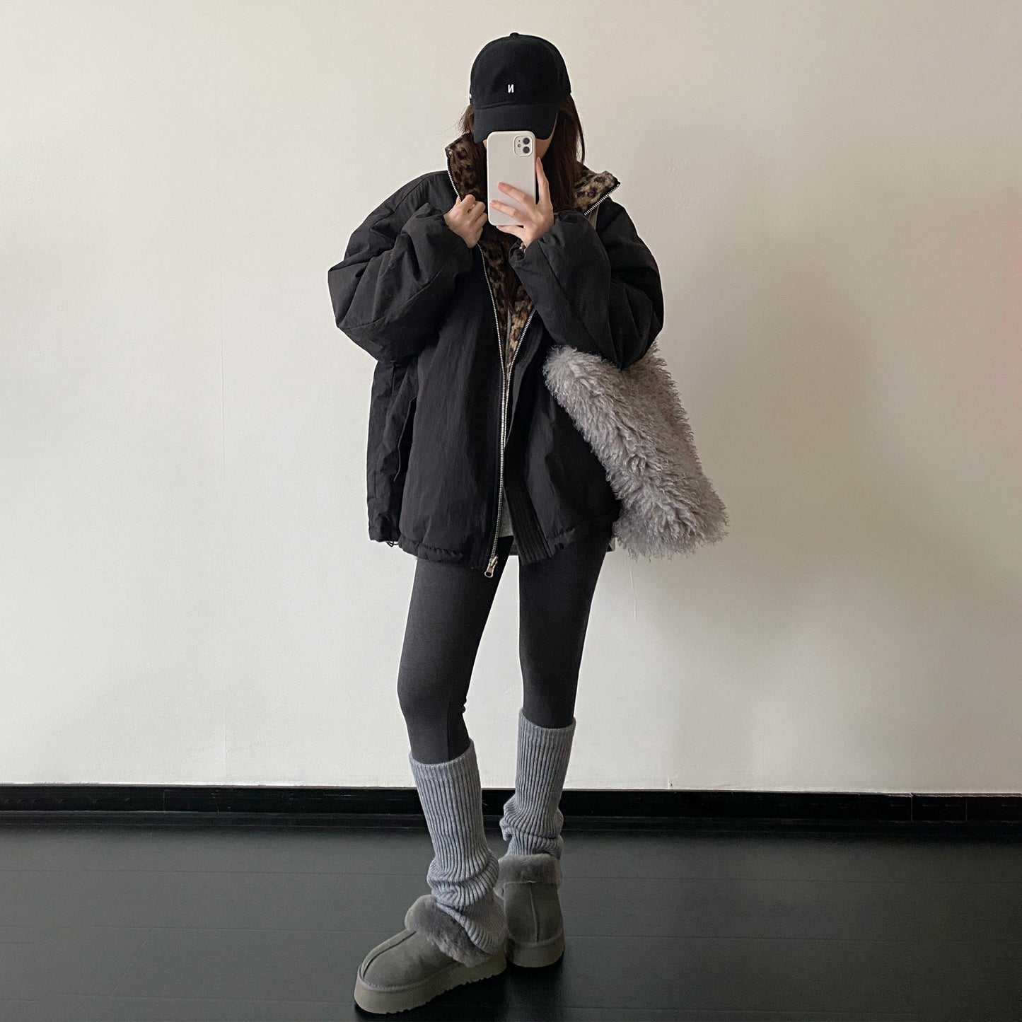 【アウター】リバーシブル レオパード柄 ボア 防寒 厚手 ワークジャケット レディース 秋冬 綿入れコート 【FCシリーズ】【15~20内発送】