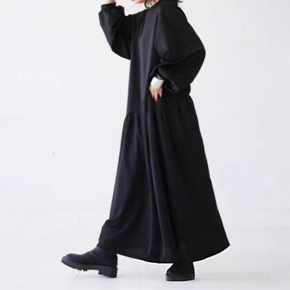 【ワンピース】春秋 フレンチシックゆったり長袖ワンピース｜大人可愛いロング丈で体型カバーも【15～20日内発送】