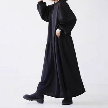 【ワンピース】春秋 フレンチシックゆったり長袖ワンピース｜大人可愛いロング丈で体型カバーも【15～20日内発送】