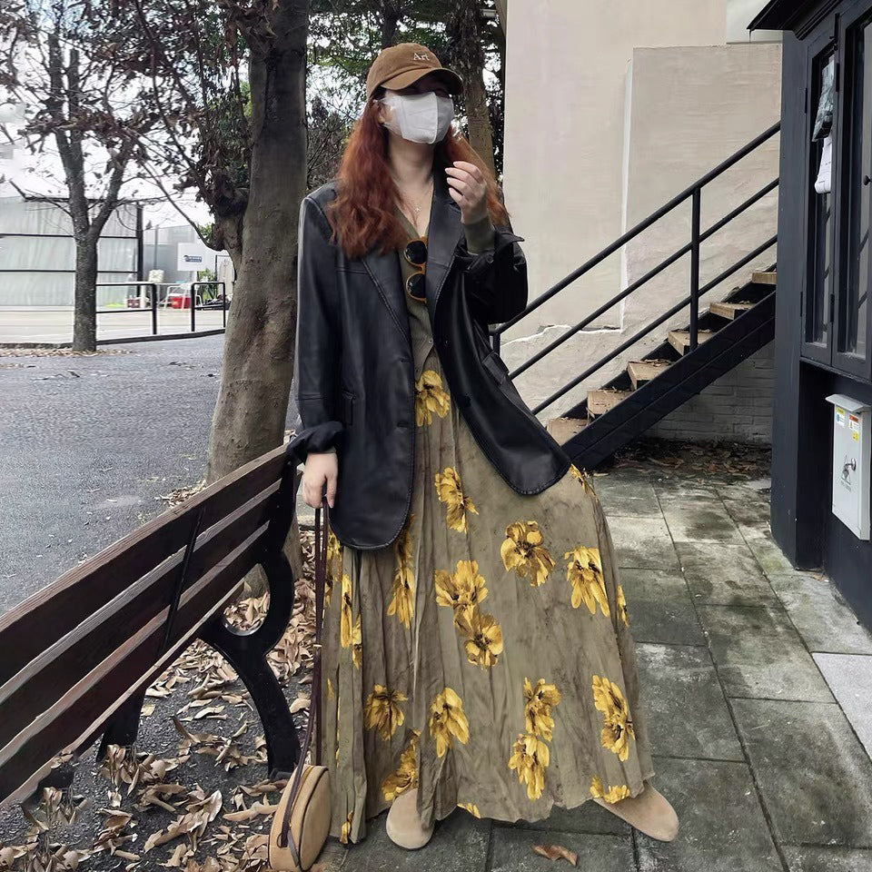 【60%OFF⭐️早い者勝ち】✅️オールシーズン着用OK！【ボトムス】レトロ 秋冬新作 ゆったり体型カバー 大きめフレア ロング フラワー 裏起毛スカート【SHシリーズ】