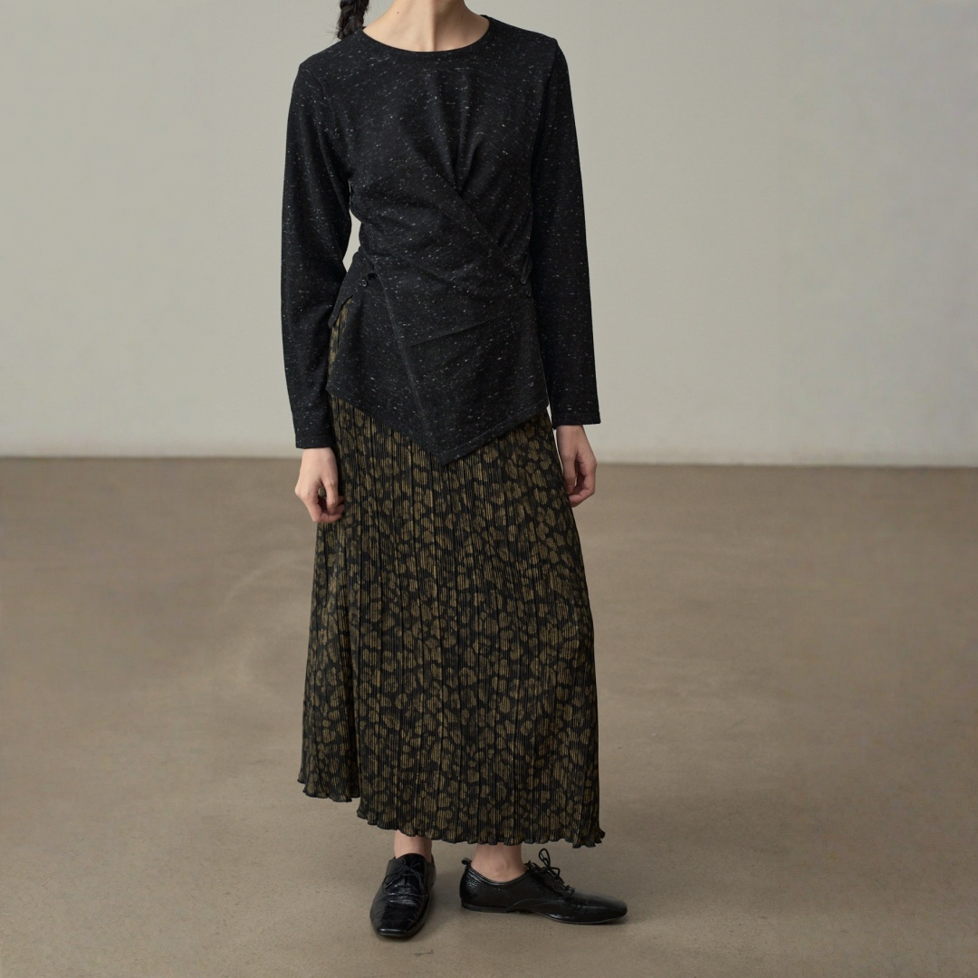 期間限定⭐️60%OFF【ボトムス】クリンクル加工 タイトフィット レオパード柄 プリント ロング丈スカート 【SHシリーズ】