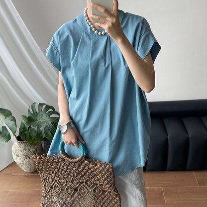 【トップス】韓国風 ラウンドネック プルオーバー 夏新作 ゆったりシルエット 雰囲気たっぷり シャツ【JZシリーズ】