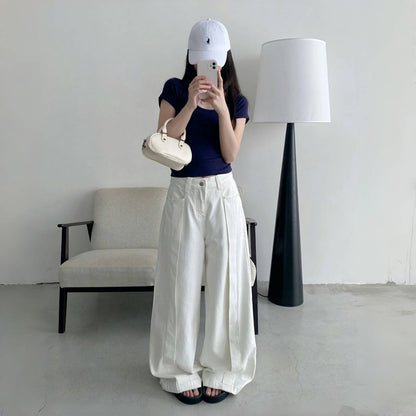 【ボトムス】春 秋 冬 夏 レトロ  ハイウエスト デニム パンツ 【FCシリーズ】