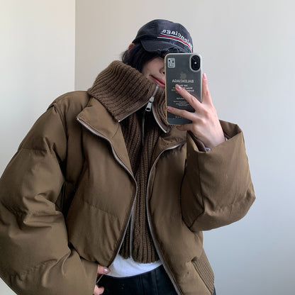 【アウター】ショート丈フェイクレイヤード中綿ジャケット レディース 小洒落感たっぷり 厚手 綿入れコート【FCシリーズ】