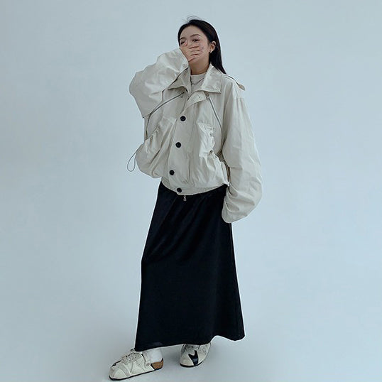 【アウター】アメリカンヴィンテージ風 小众デザイン 機能性ショート立ち襟ジャケット【FCシリーズ】