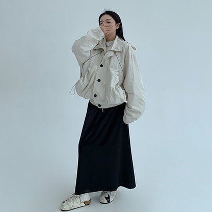 【アウター】アメリカンヴィンテージ風 小众デザイン 機能性ショート立ち襟ジャケット【FCシリーズ】