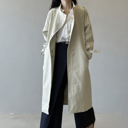 【アウター】気質 オフィススタイル トレンチコート レディース 春秋 レトロ 万能 ミディアム丈 コート ベルト付き【JZシリーズ】