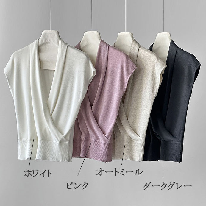 【トップス】半袖ニットトップス レディース 春新作 きれいめ カジュアル 着回し デザインニット【JZシリーズ】