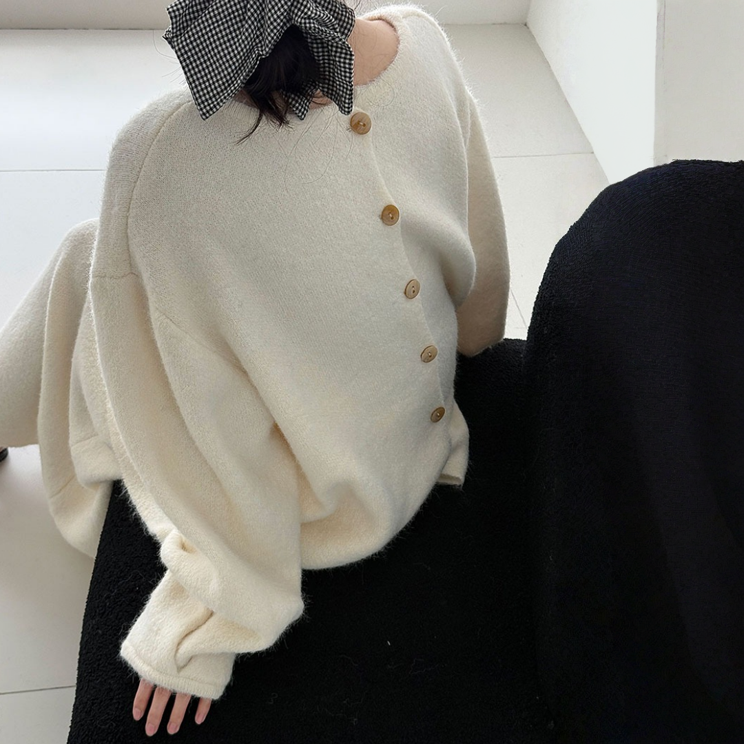 【セットアップ】春 秋 冬 バックボタンニット セーター + スカート 2点上下セット 【JZシリーズ】