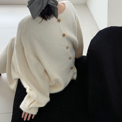 【セットアップ】春 秋 冬 バックボタンニット セーター + スカート 2点上下セット 【JZシリーズ】