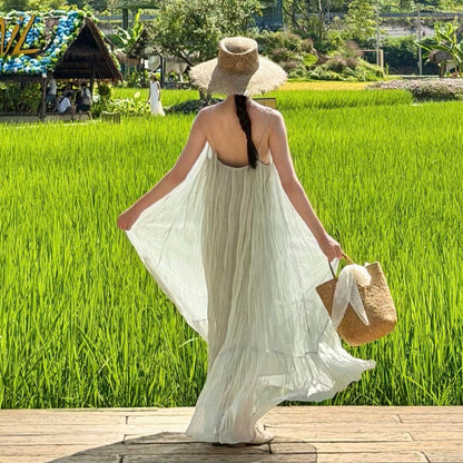 【ワンピース】リゾートロングワンピース レディース 大人可愛い Aライン ワイドシルエット 旅行コーデ 夏ドレス【SHシリーズ】
