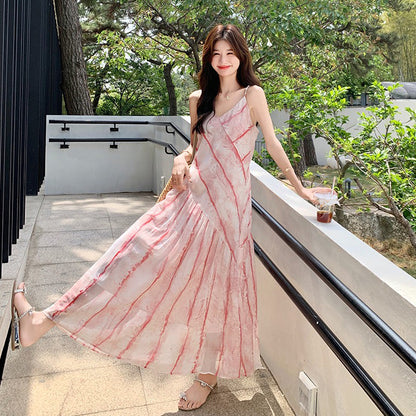 【ワンピース】フレンチ風 夏 エレガンス グラデーション ノースリーブキャミソールワンピース【SHシリーズ】