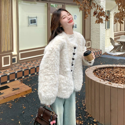 【アウター】韓国系 新作 ハート型ボタン スウィート 厚手 合わせやすい カーディガン【JZシリーズ】