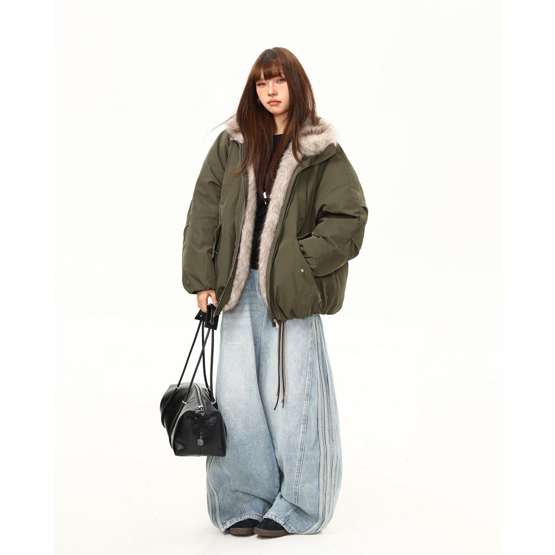 【アウター】保温性のある 厚手 ボア素材 春 秋 冬 中綿ジャケット  【FCシリーズ】