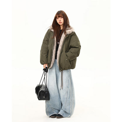 【アウター】保温性のある 厚手 ボア素材 春 秋 冬 中綿ジャケット  【FCシリーズ】