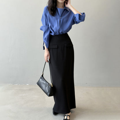 【トップス】フレンチデザイン プルオーバーシャツ 秋新作 エレガントなドレープ感 ゆったり通勤トップス【JZシリーズ】