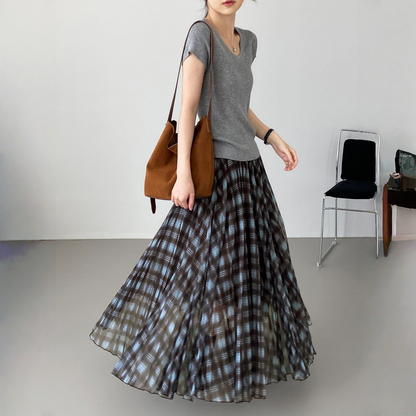 【ボトムス】春 秋 冬 夏 チェック柄 イレギュラー スカート 【SHシリーズ】