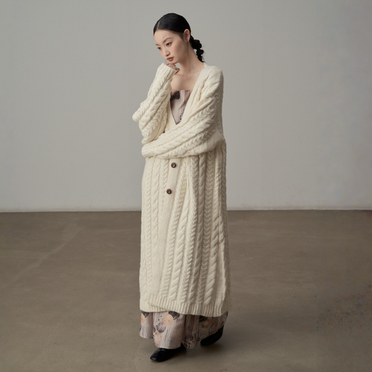 【アウター】春 秋 冬 ケーブル編み ニット カーディガン コート 【JZシリーズ】